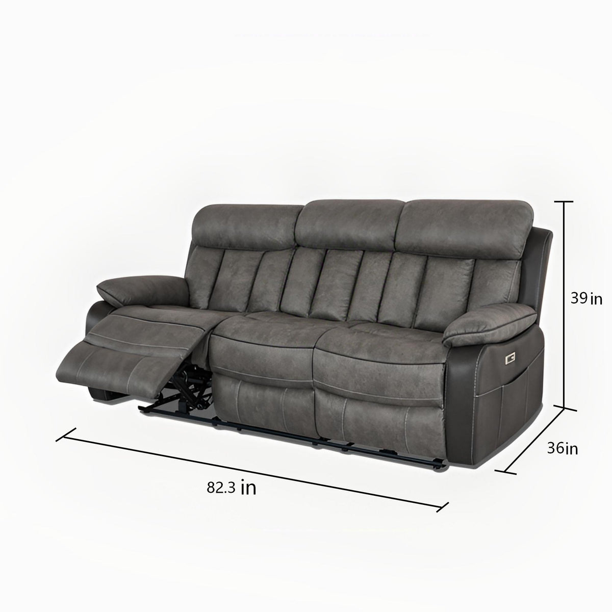 Kael Power Recliner & 3-Seater Sofa Set, Breathable Leather with Side Armrest Storage, Rustic Home Theater Seating 007