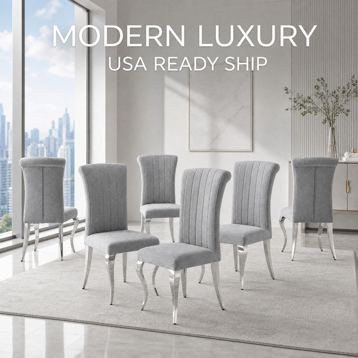 Modern High Back dining chair,201 Stainless Steel 6pcs/CTN
