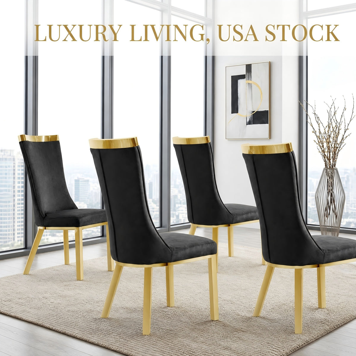201 Stainless Steel Gold Dining Chair,Modern High Back Dining Chair 4pcs/CTN