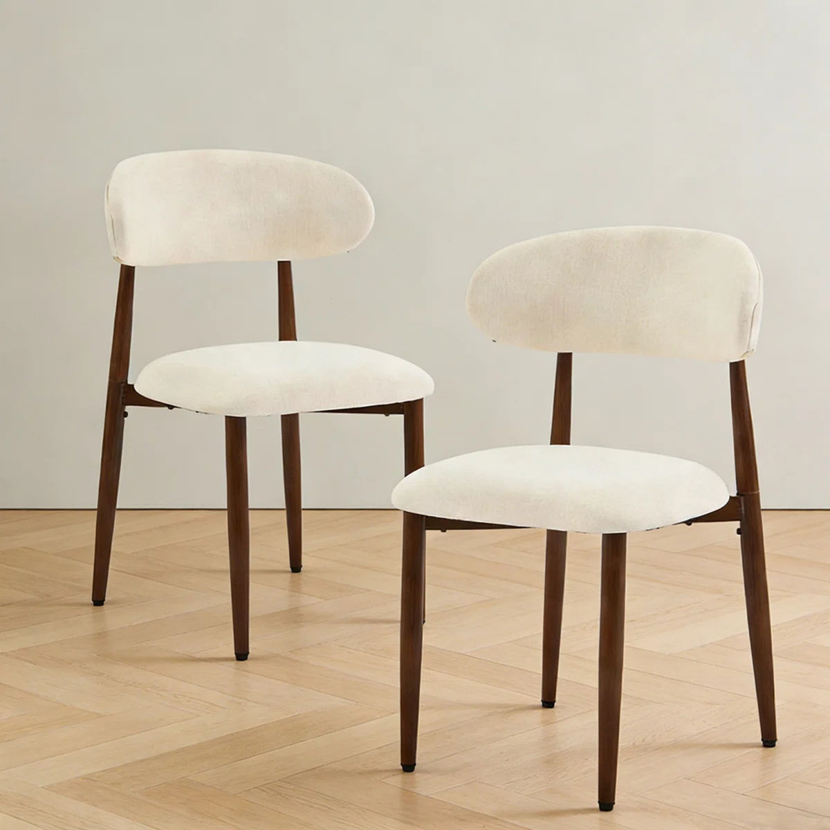 CH011-2PCS/CTN-Mid‑Century Upholstered Side Chair, White Faux Leather Dining Chair