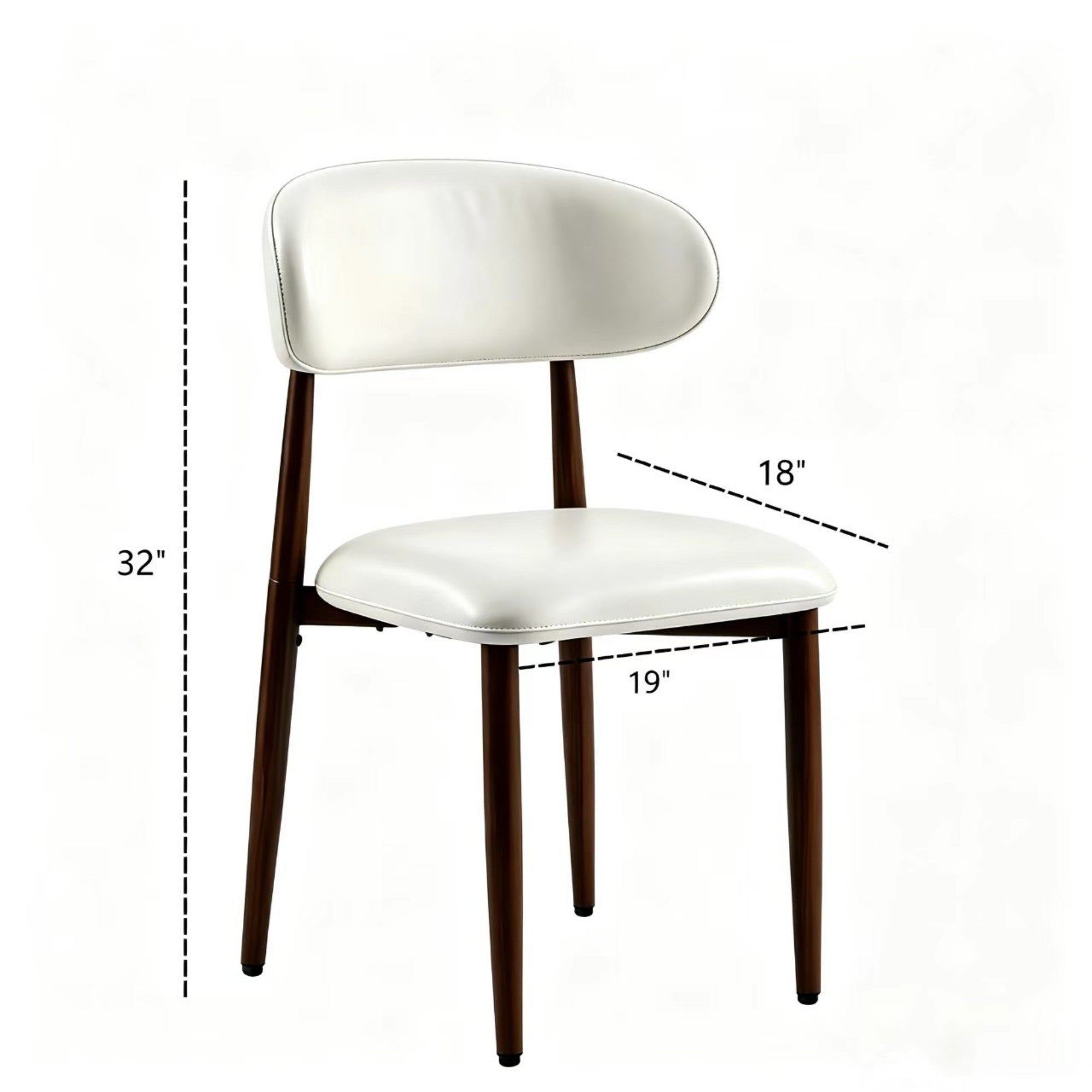 CH011-2PCS/CTN-Mid‑Century Upholstered Side Chair, White Faux Leather Dining Chair