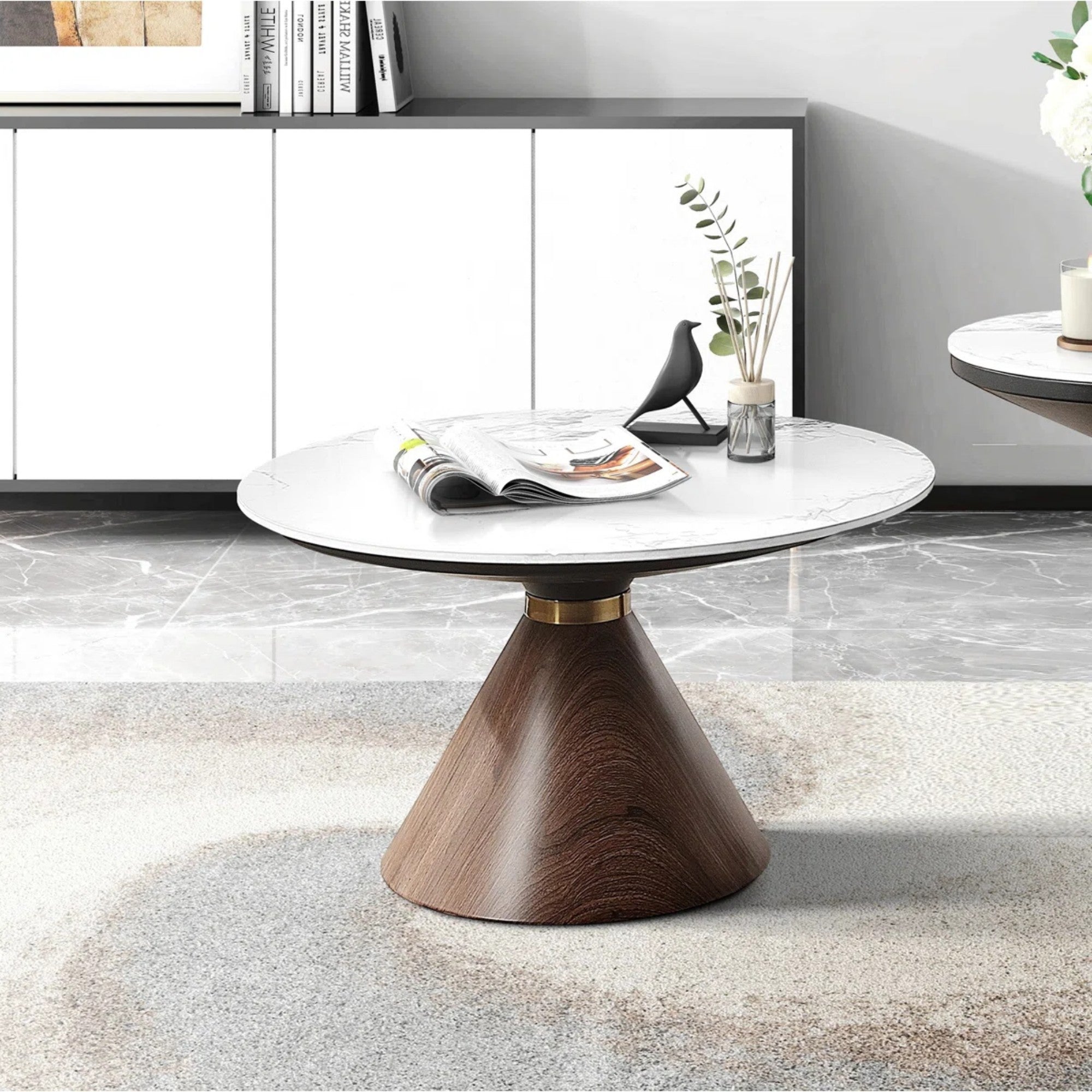 ET001-Modern Round Sintered Stone Side Table