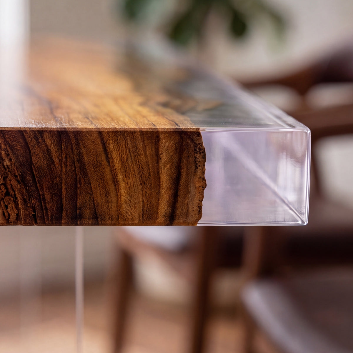 Olive Clear Epoxy Rectangular Dining Table(Tabletop only, legs not included)