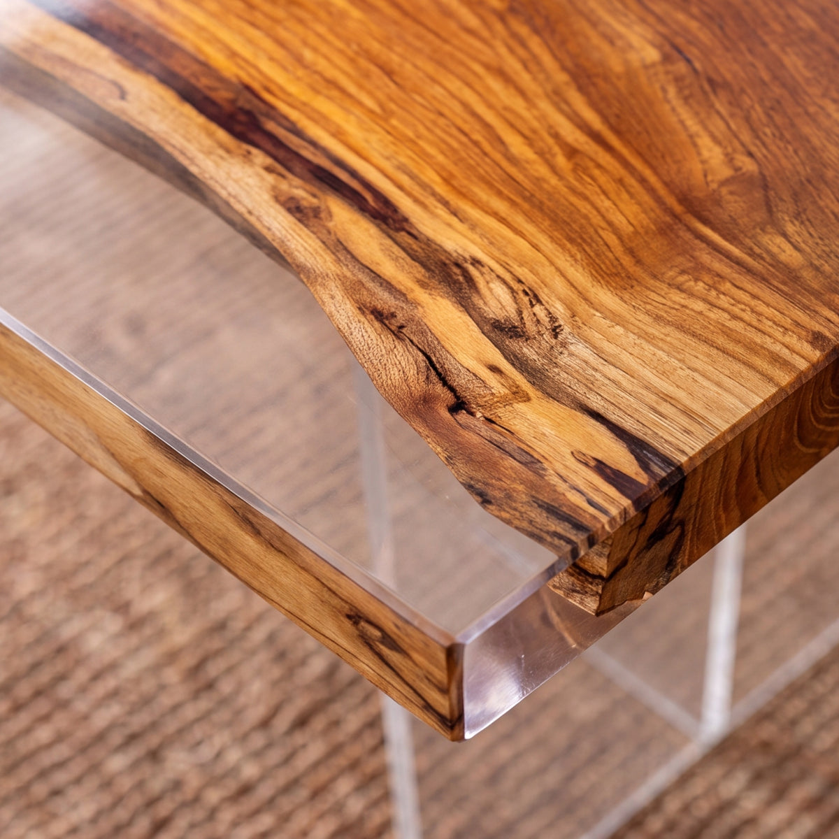 Olive Clear Epoxy Rectangular Dining Table(Tabletop only, legs not included)