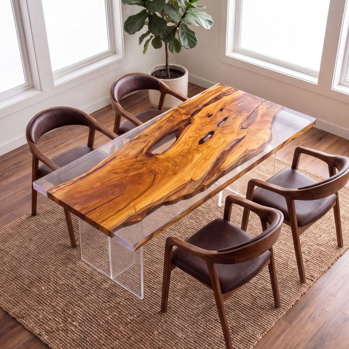 Olive Clear Epoxy Rectangular Dining Table(Tabletop only, legs not included)