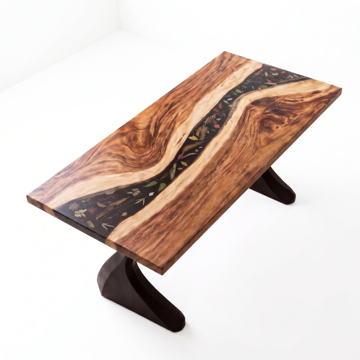 Walnut Black Epoxy Rectangular Dining Table(Tabletop only, legs not included)