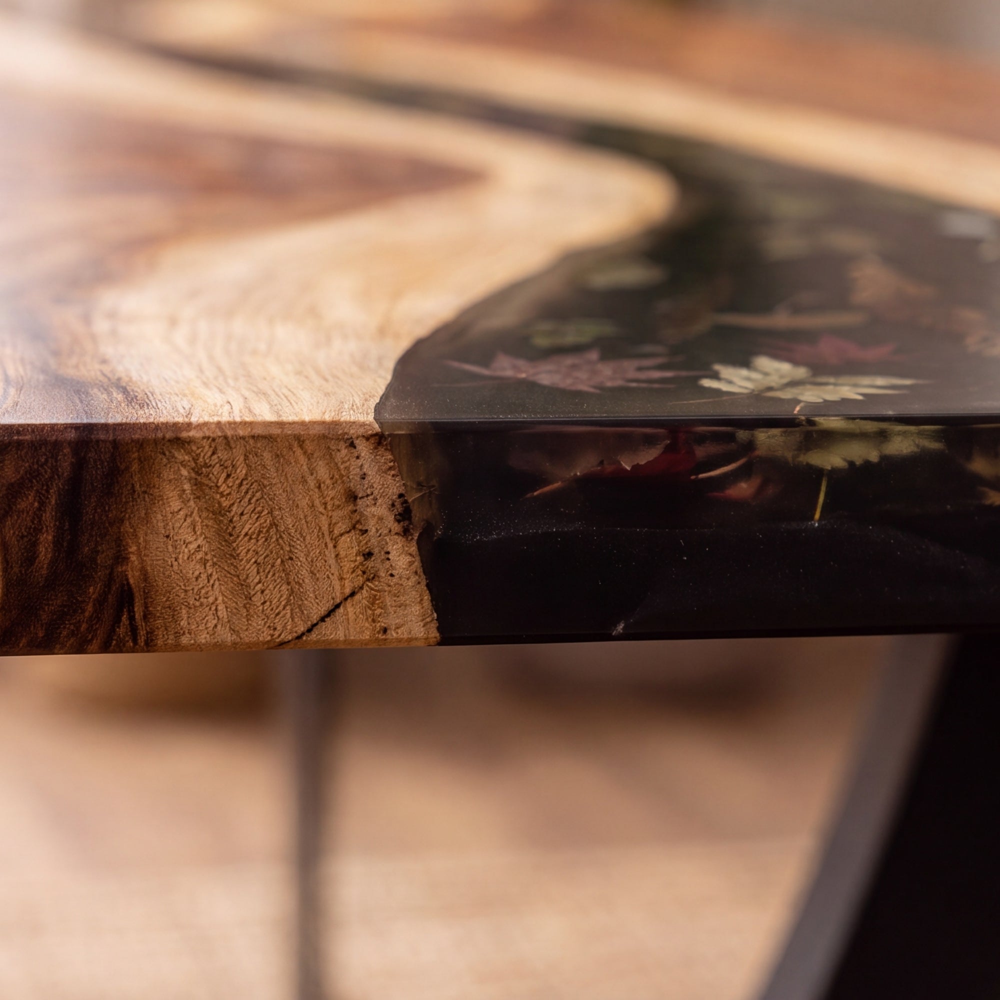 Walnut Black Epoxy Rectangular Dining Table(Tabletop only, legs not included)