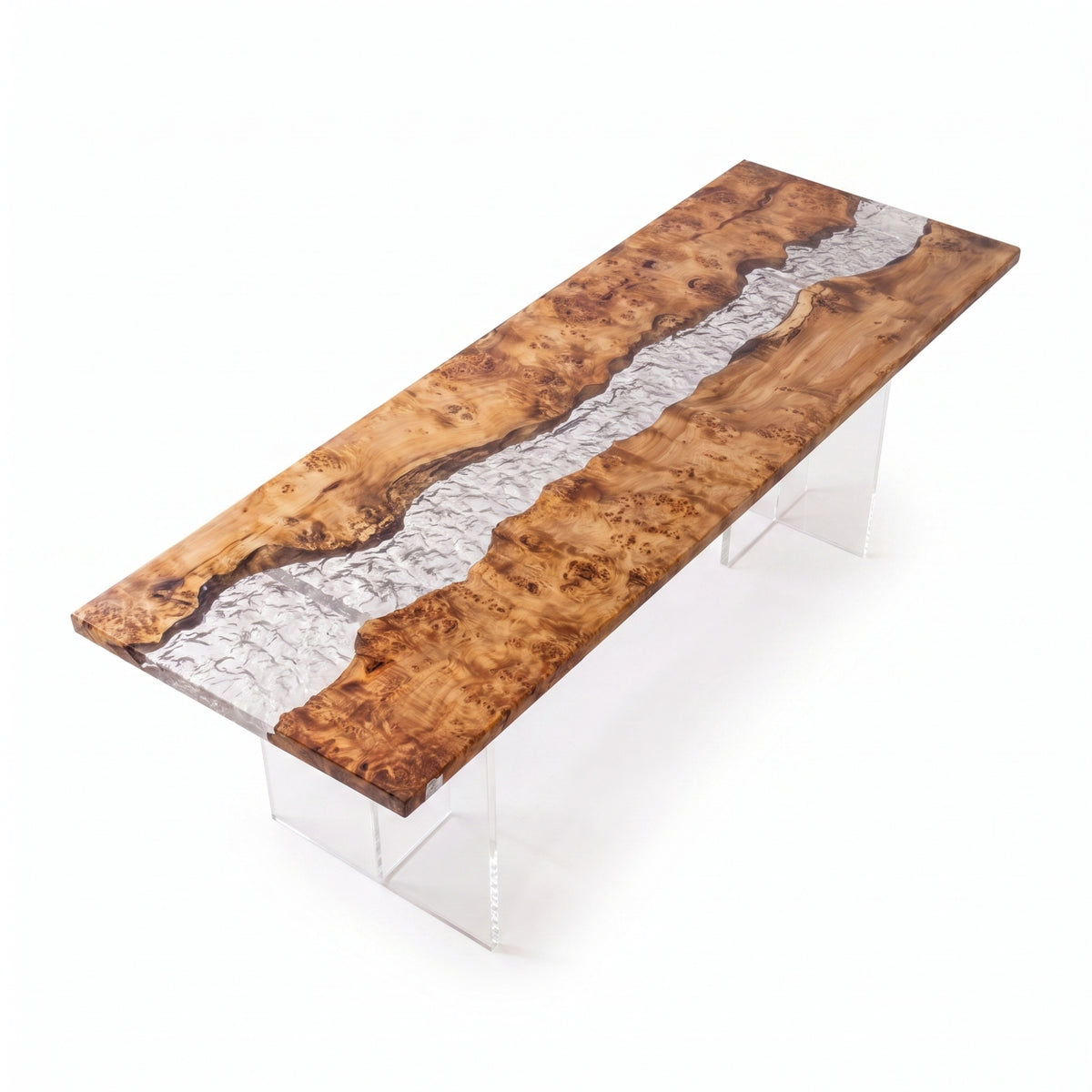 Poplar Ice Crystal Epoxy Rectangular Dining Table(Tabletop only, legs not included)