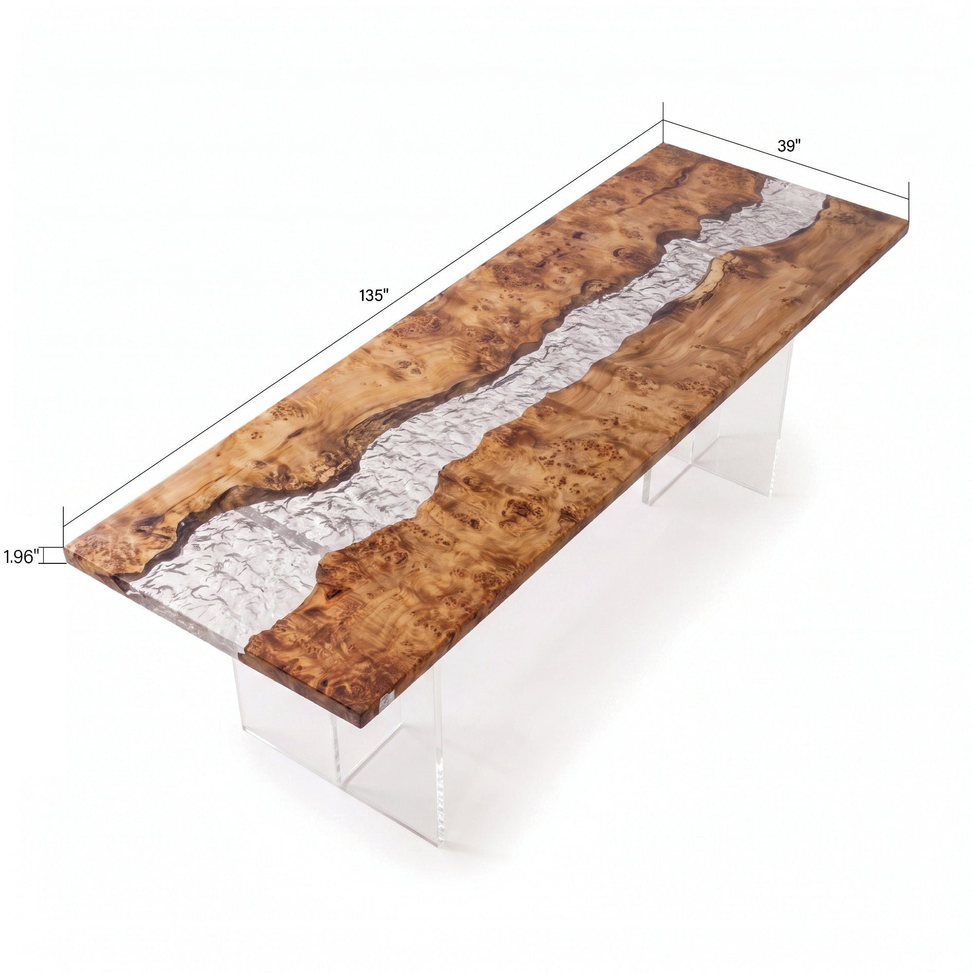 Poplar Ice Crystal Epoxy Rectangular Dining Table(Tabletop only, legs not included)