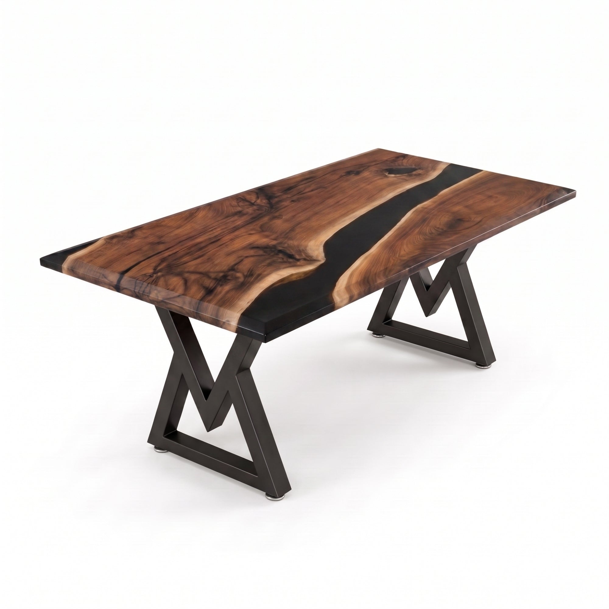 Black Walnut Black Epoxy Rectangular Dining Table(Tabletop only, legs not included)