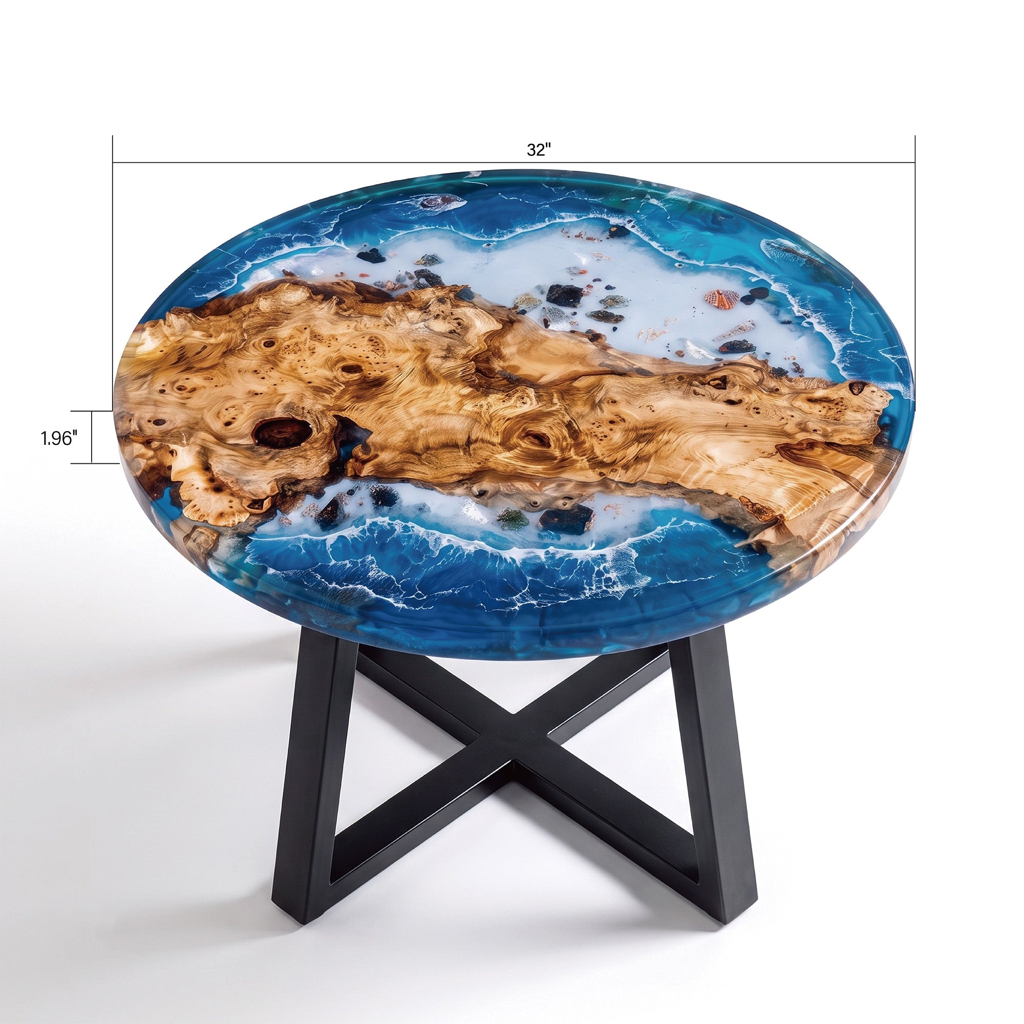 Poplar Blue Epoxy Round Coffee Table-PLSY05(Tabletop only, legs not included)