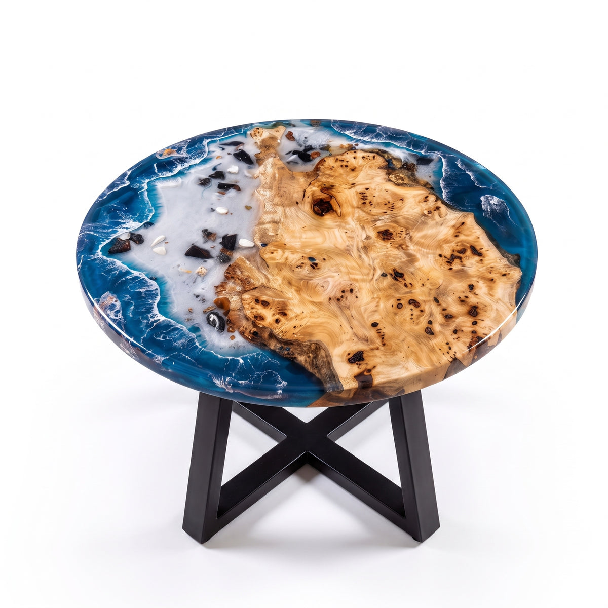 Poplar Blue Epoxy Round Coffee Table-PLSY03(Tabletop only, legs not included)