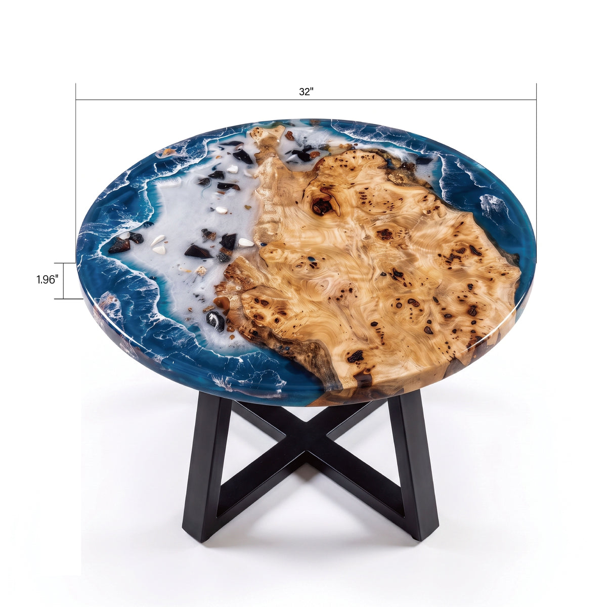 Poplar Blue Epoxy Round Coffee Table-PLSY03(Tabletop only, legs not included)