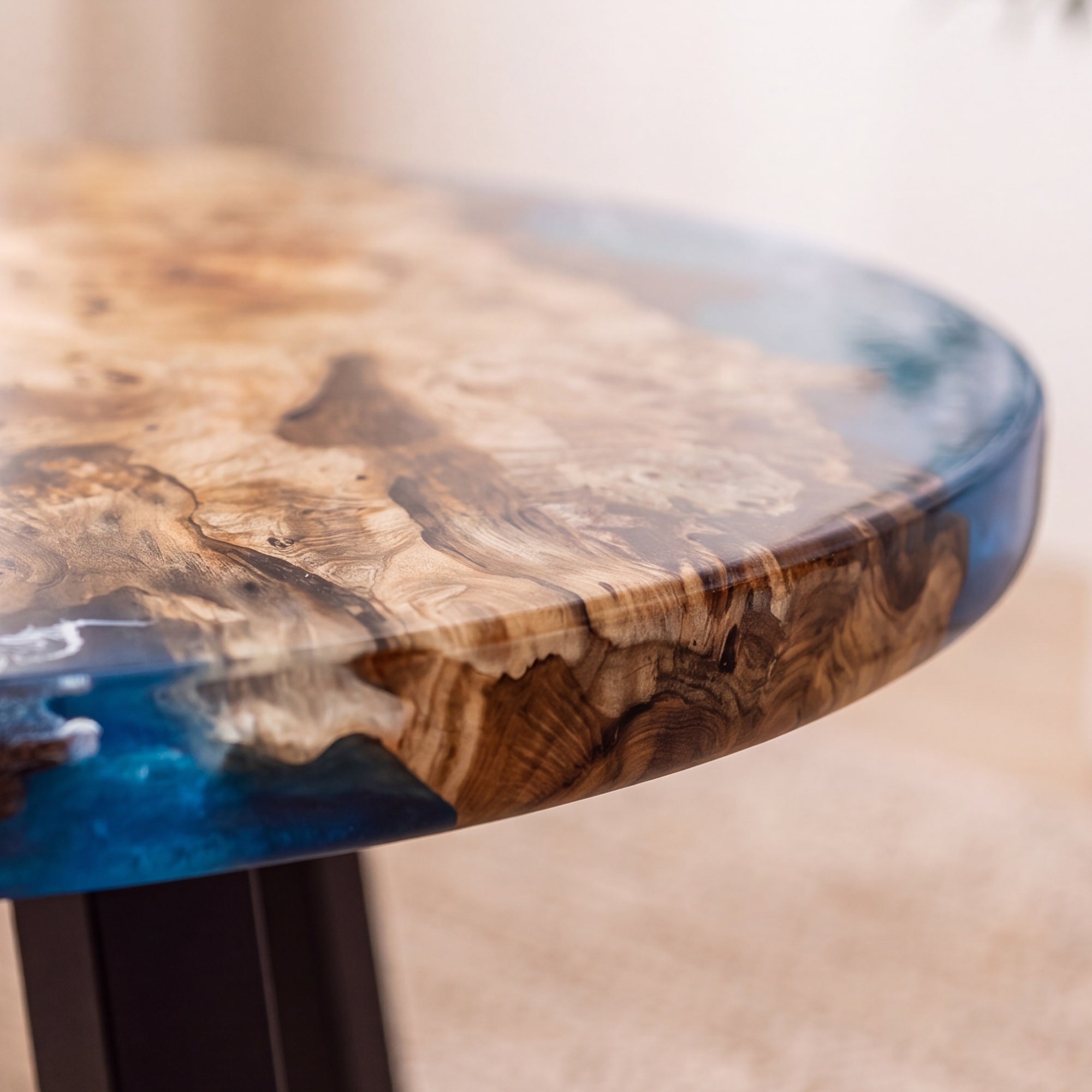 Poplar Blue Epoxy Round Coffee Table-PLSY04(Tabletop only, legs not included)