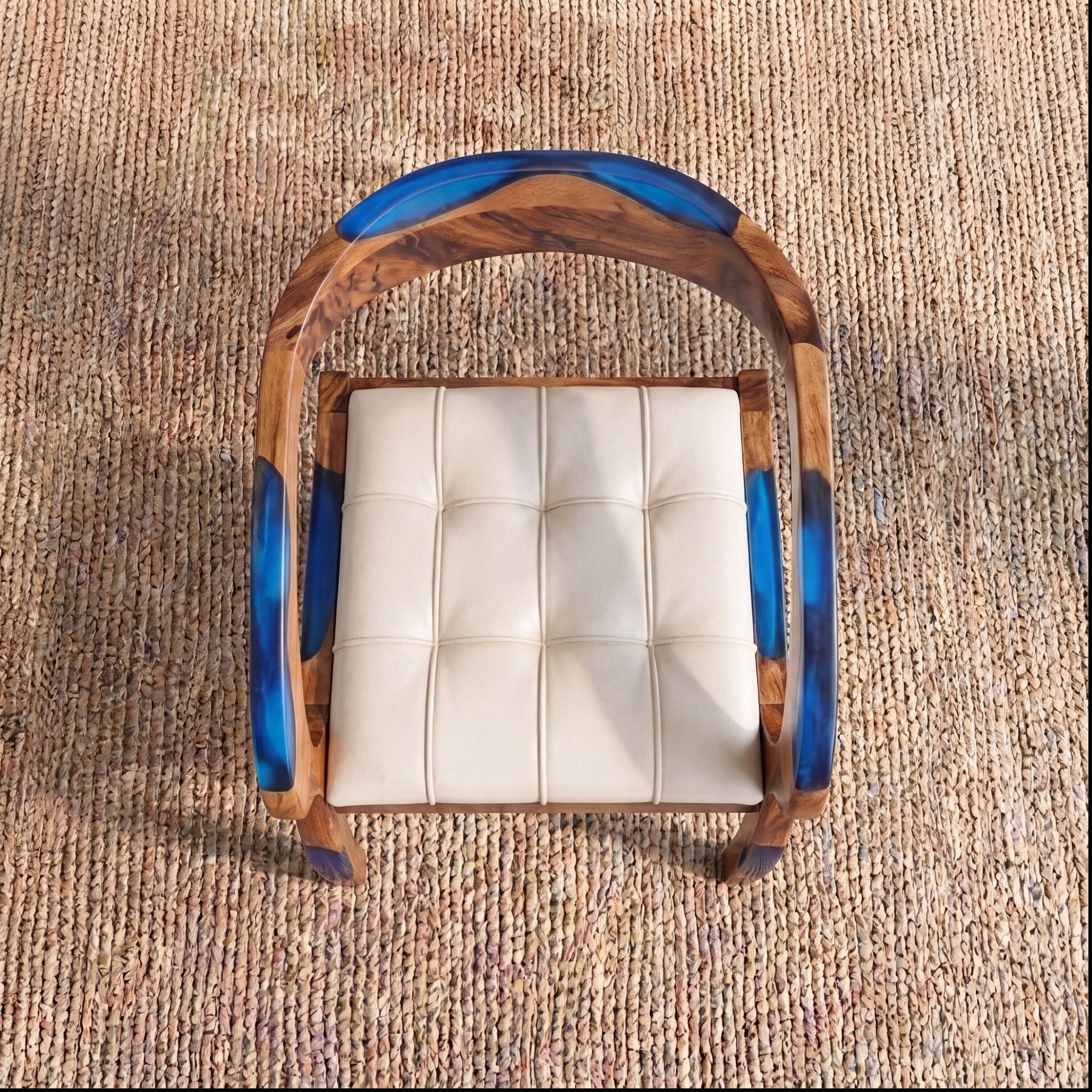 Walnut Smurf Blue Epoxy Arm Chair 2pcs/CTN