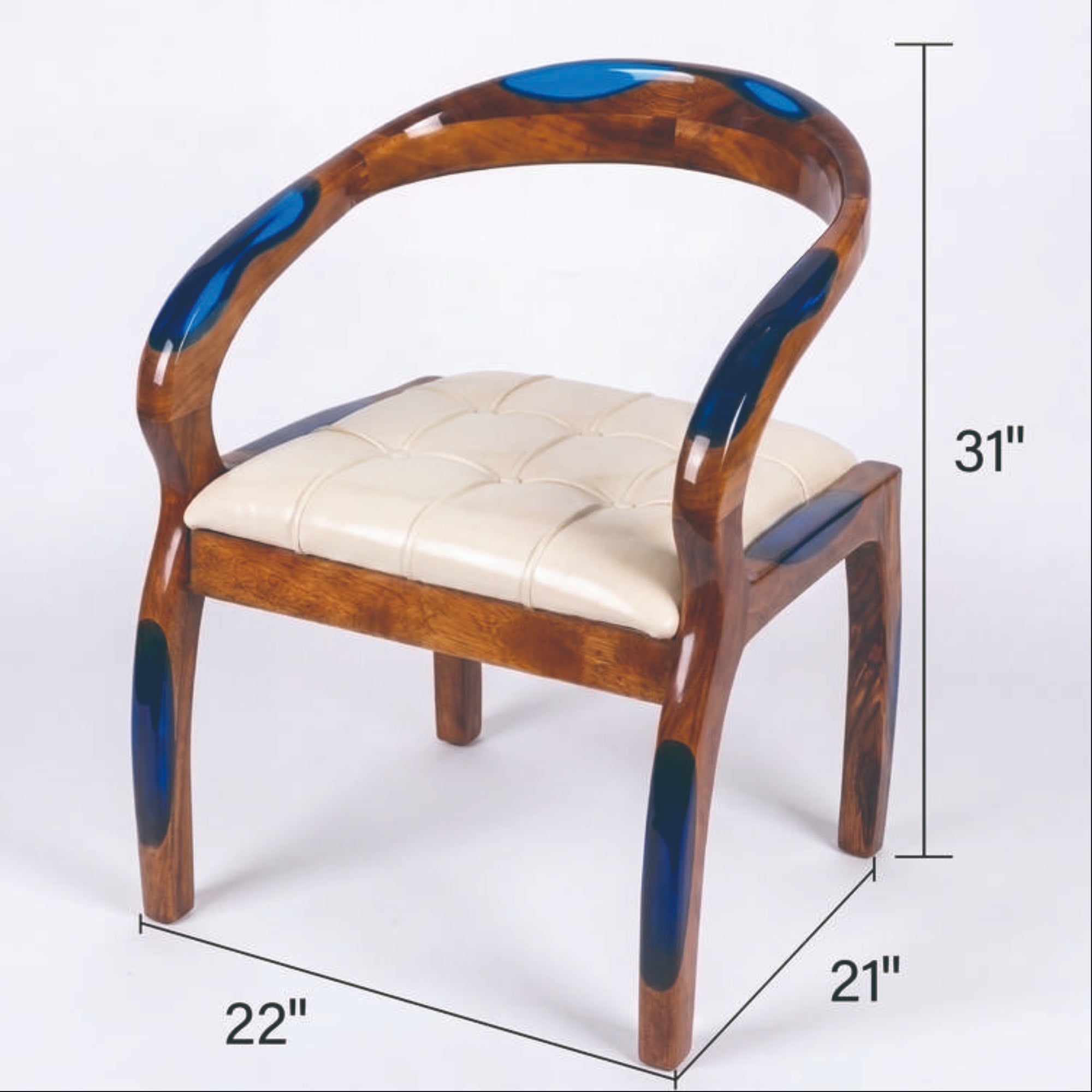 Walnut Smurf Blue Epoxy Arm Chair 2pcs/CTN