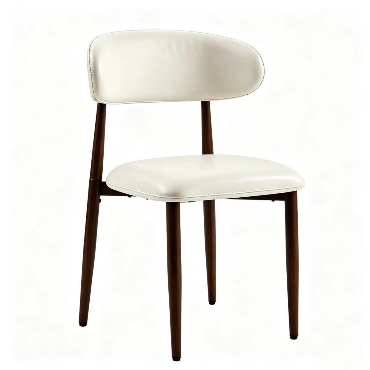 CH011-2PCS/CTN-Mid‑Century Upholstered Side Chair, White Faux Leather Dining Chair