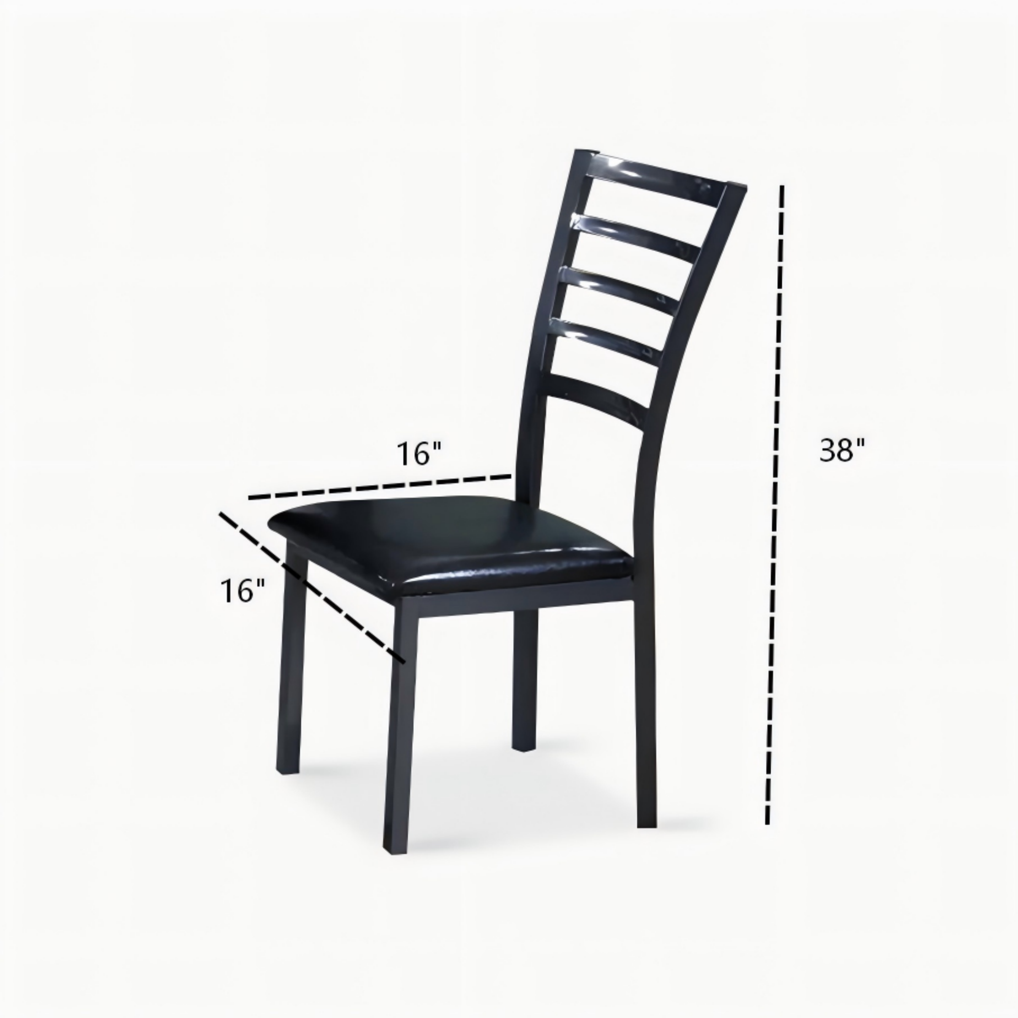 DT013-4PCS/CTN-Modern Black Dining Chair with Slatted Backrest, Upholstered Kitchen Chair