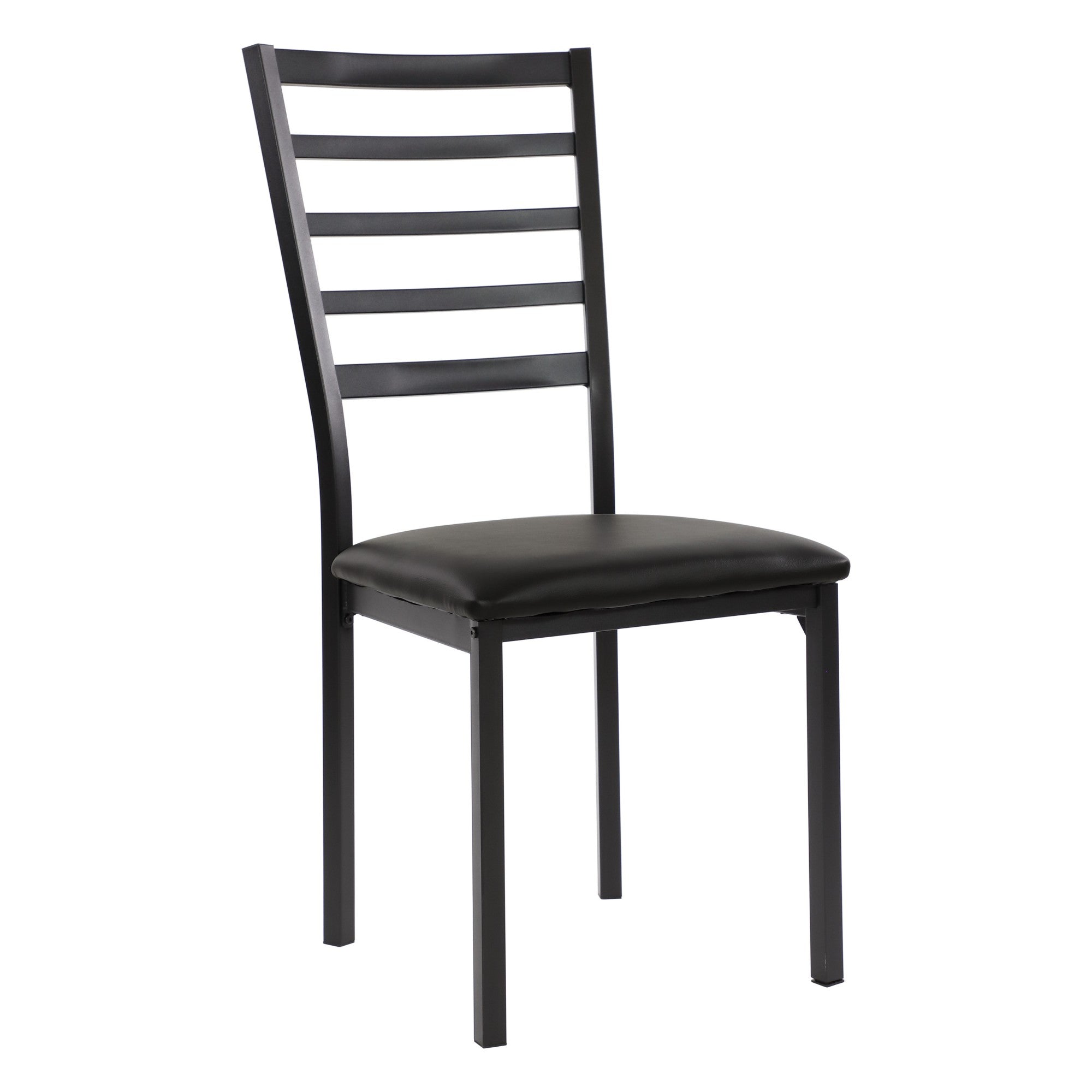 DT013-4PCS/CTN-Modern Black Dining Chair with Slatted Backrest, Upholstered Kitchen Chair