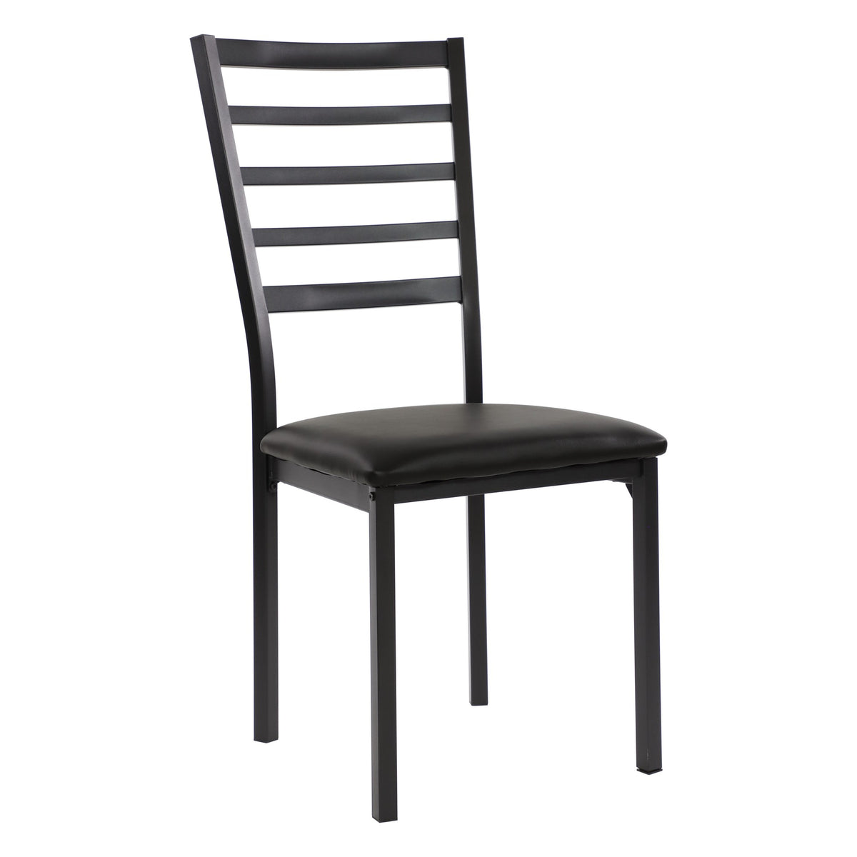 CH013-4PCS/CTN-Modern Black Dining Chair with Slatted Backrest, Upholstered Kitchen Chair