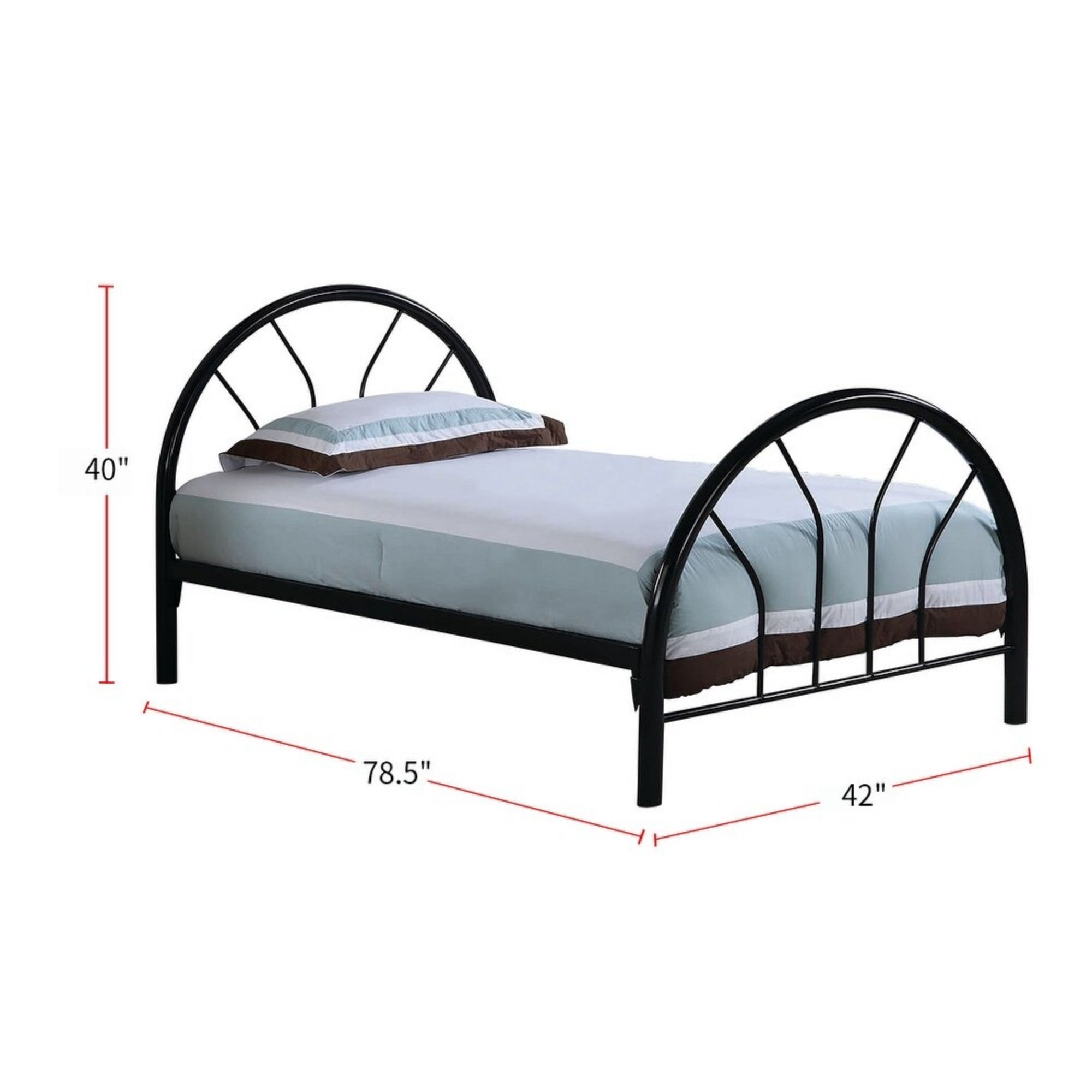 BD001-odern Single Metal Platform Bed Frame, Sturdy Metal Slat Support, No Box Spring Needed