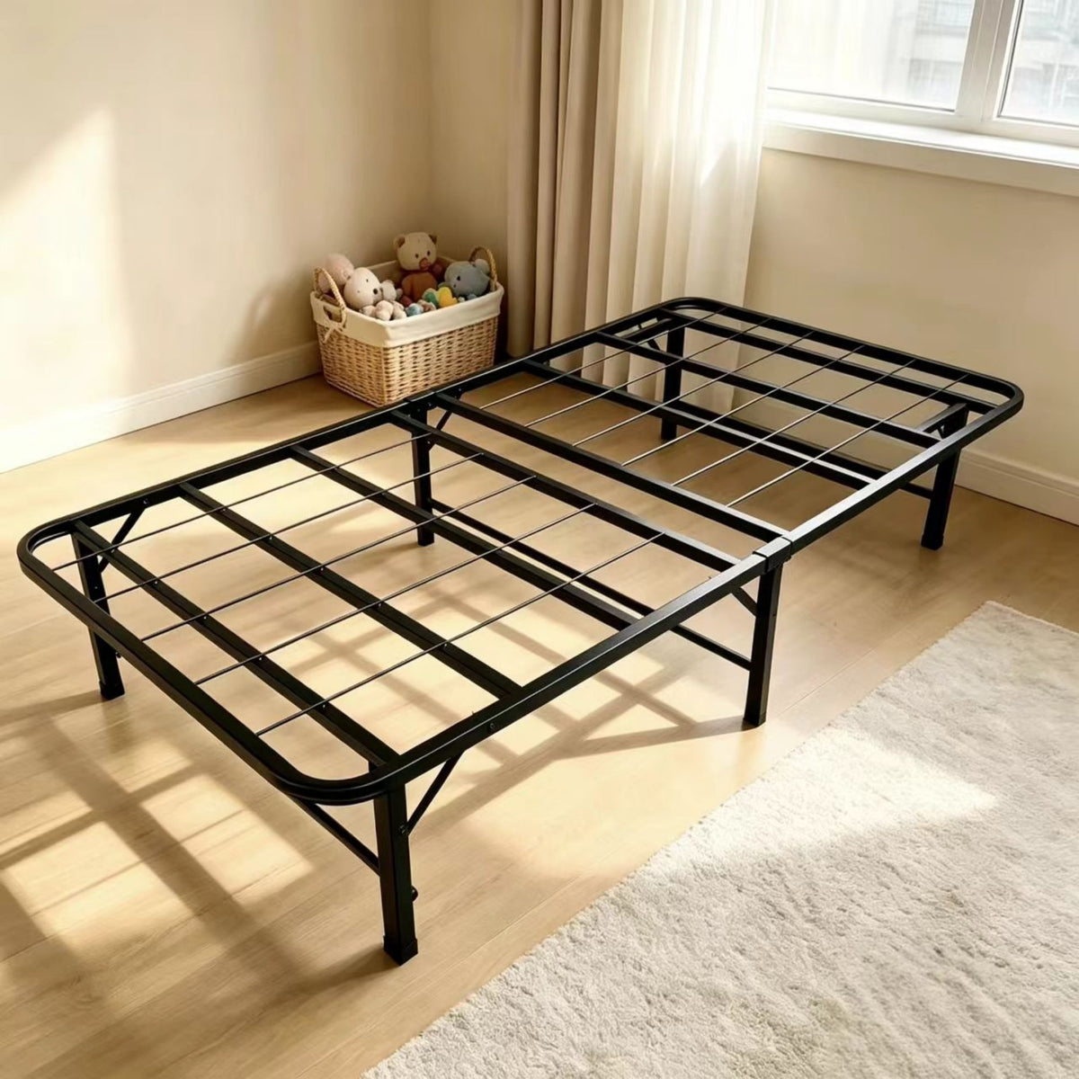 BD002-TWIN-FULL-QUEEN-Foldable Metal Bed Frame