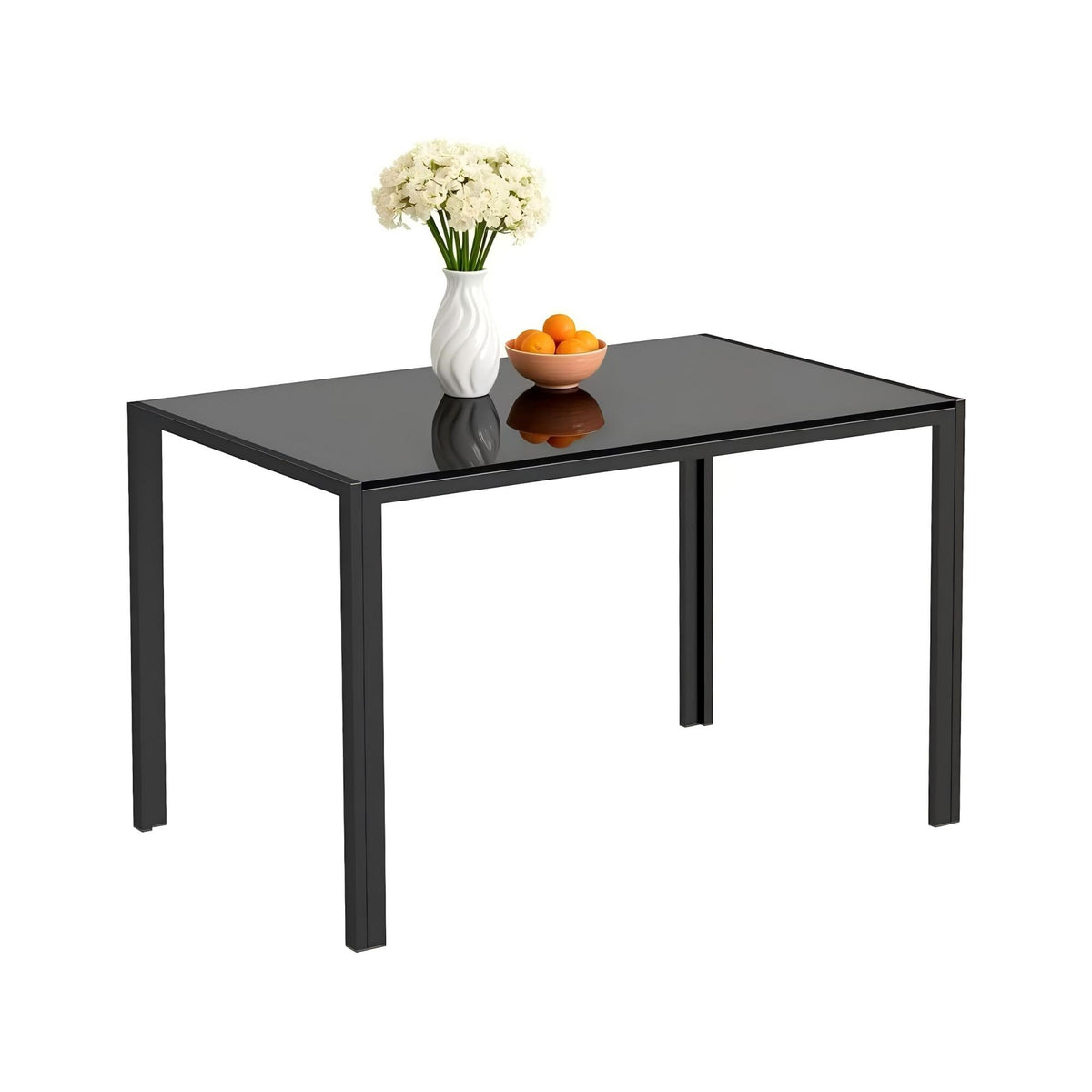 DT014-Black Tempered Glass Dining Table