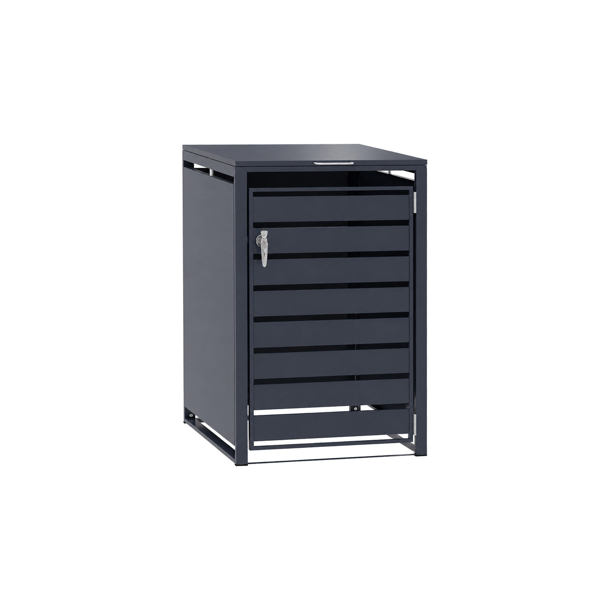 96 GALLON GREY SINGLE-DOOR STEEL TRASH CAN ENCLOSURE