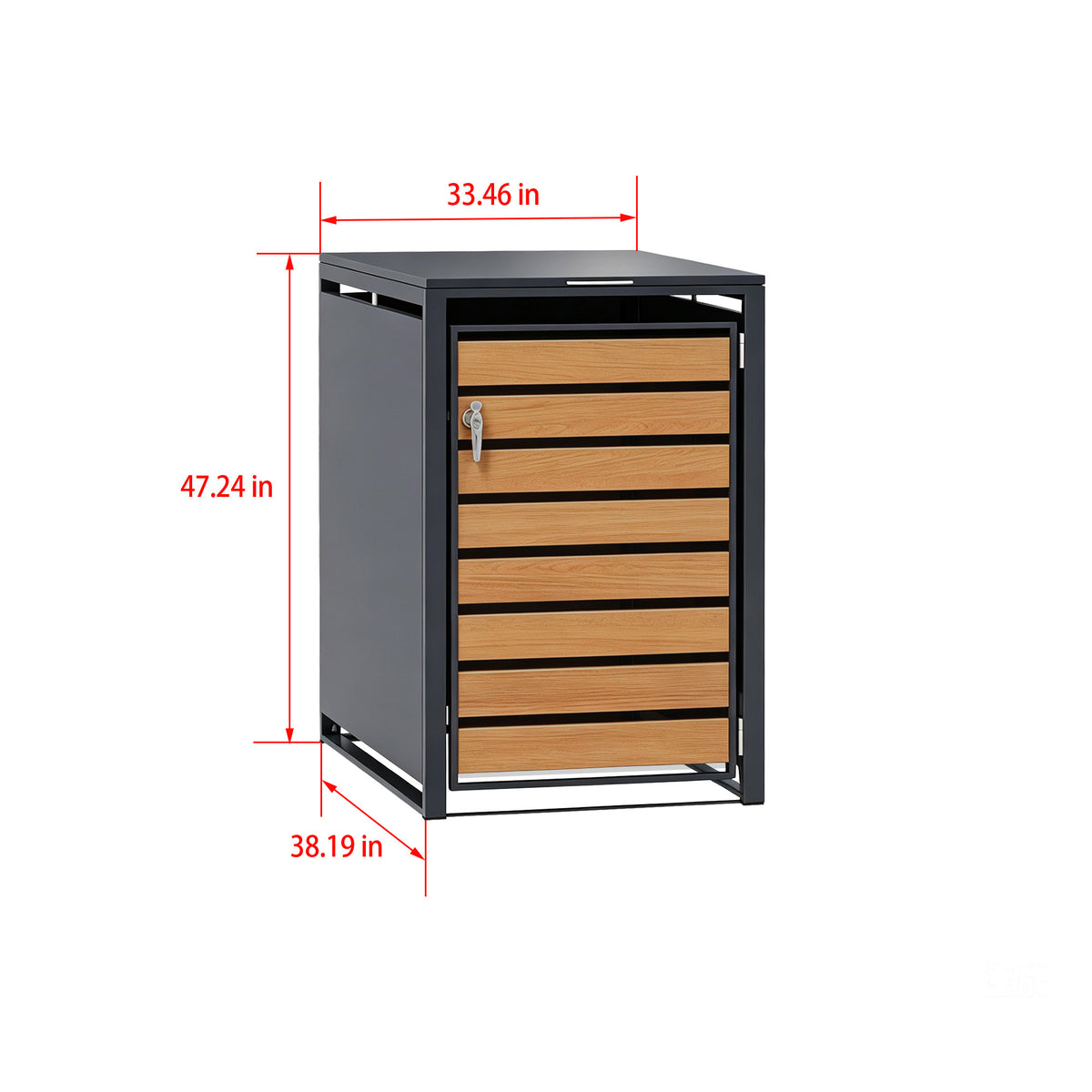 96 GALLON SINGLE-DOOR STEEL TRASH CAN ENCLOSURE WITH NATURE WOOD GRAIN FRONT DOOR