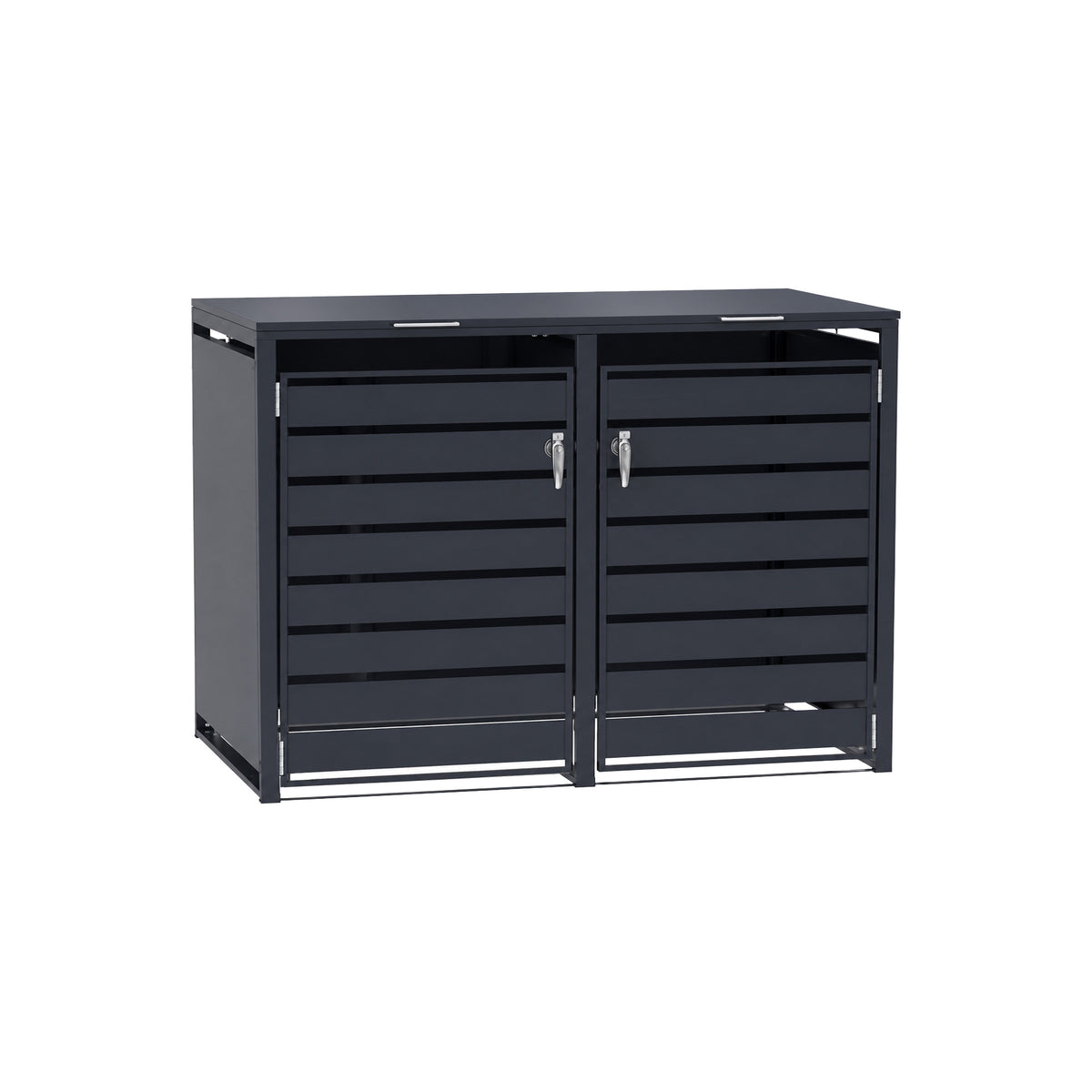 96 GALLON GREY DOUBLE-DOOR STEEL TRASH CAN ENCLOSURE