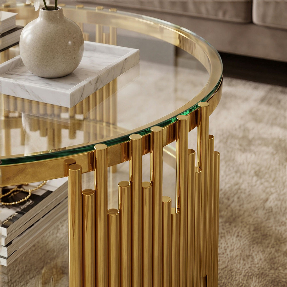 Classic stainless steel coffee table