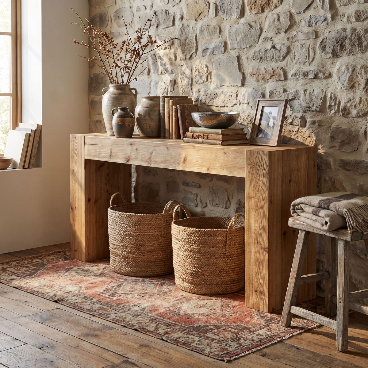 Rustic Accent Console Table for Entryway and Living Spaces
