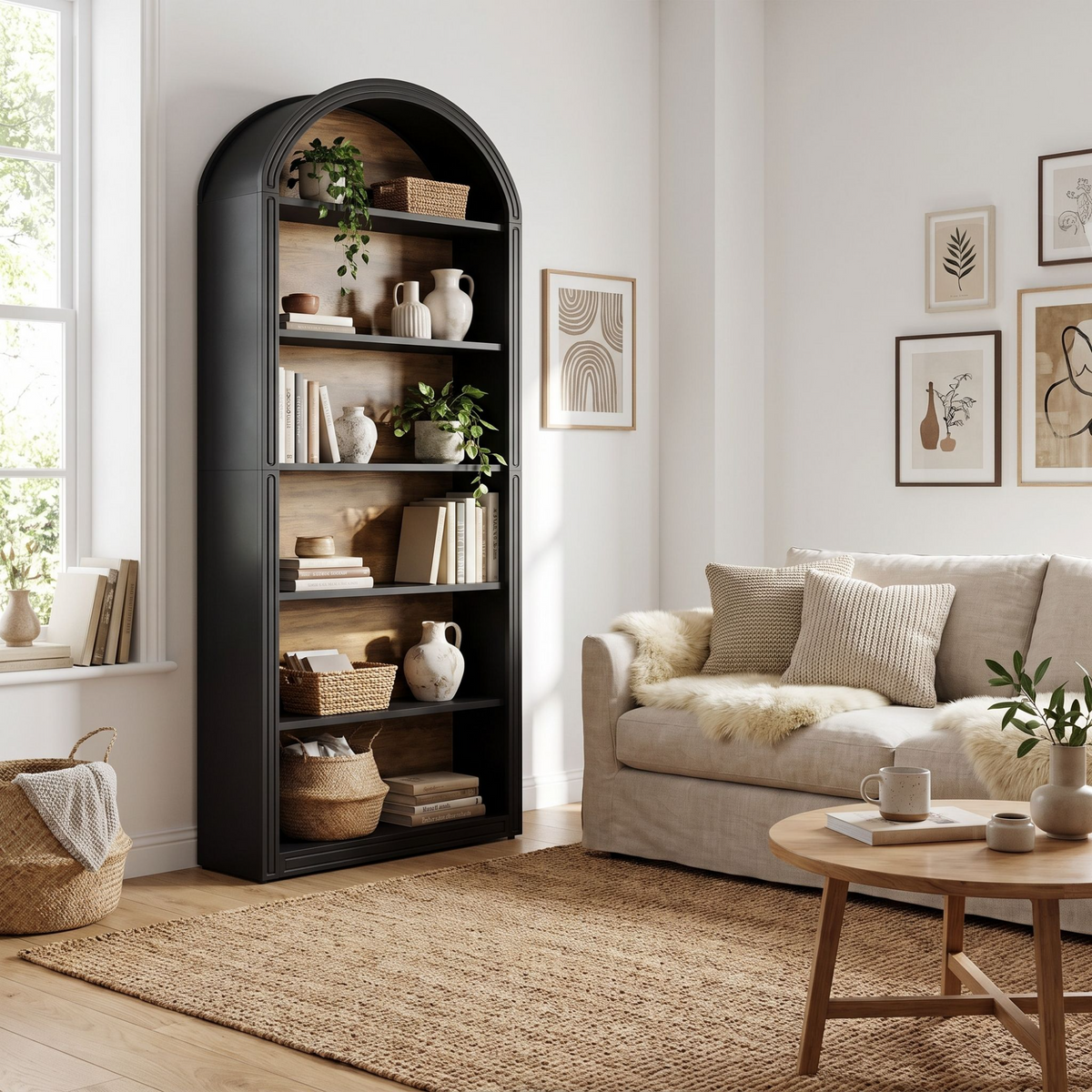 Arched Multi-Tier Display & Storage Bookcase