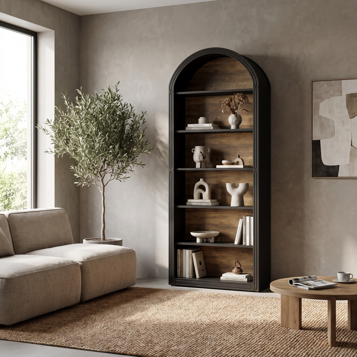 Arched Multi-Tier Display & Storage Bookcase