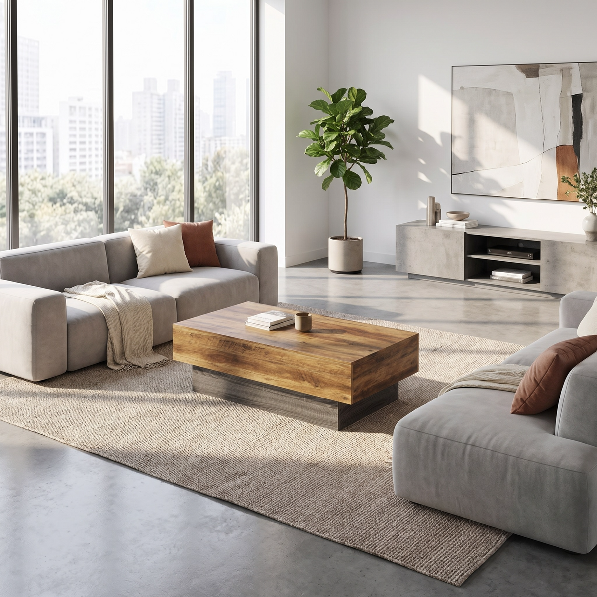 Farmhouse Coffee Table with Statement Pedestal Base
