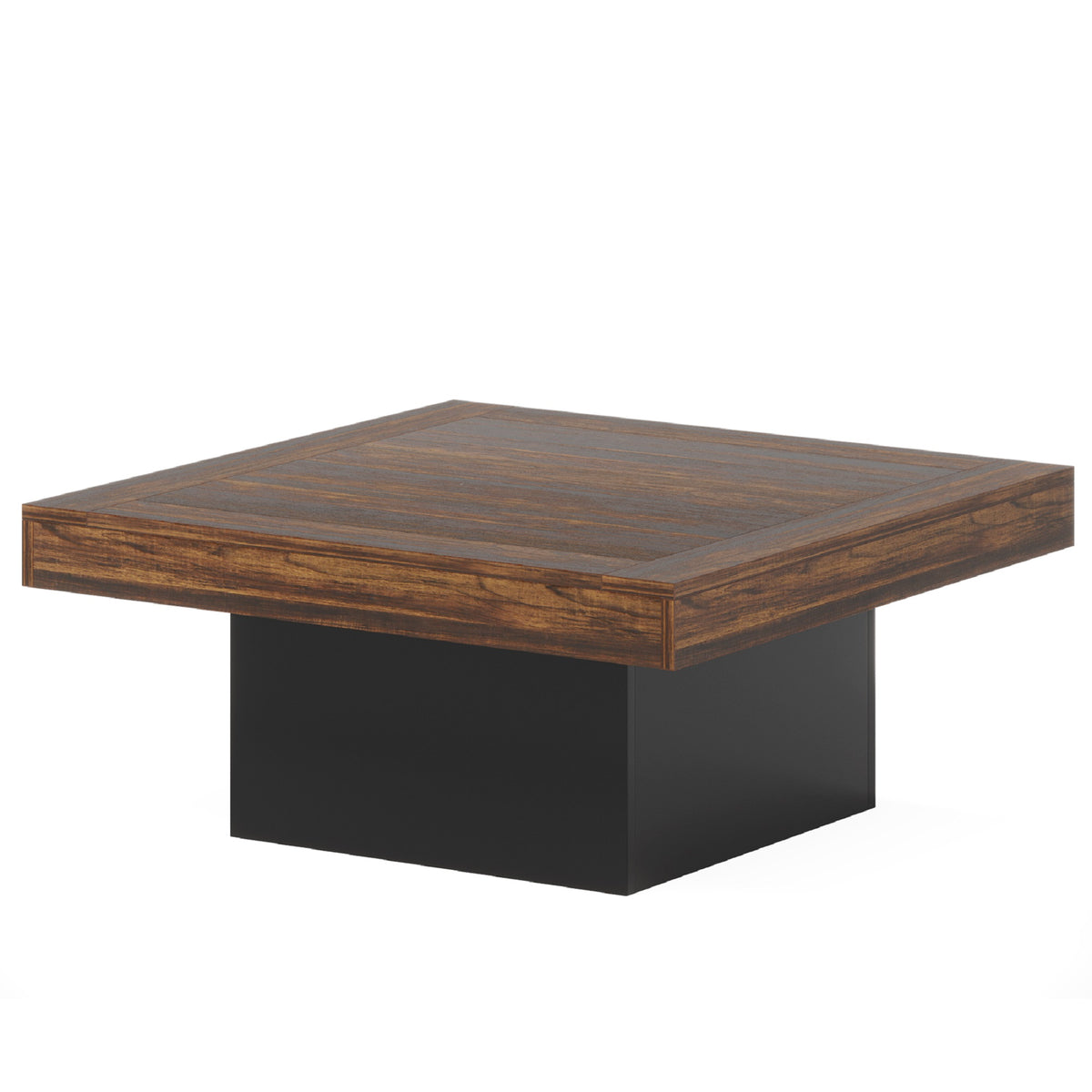 Rustic Square Coffee Table with Built-In Ambient Lighting