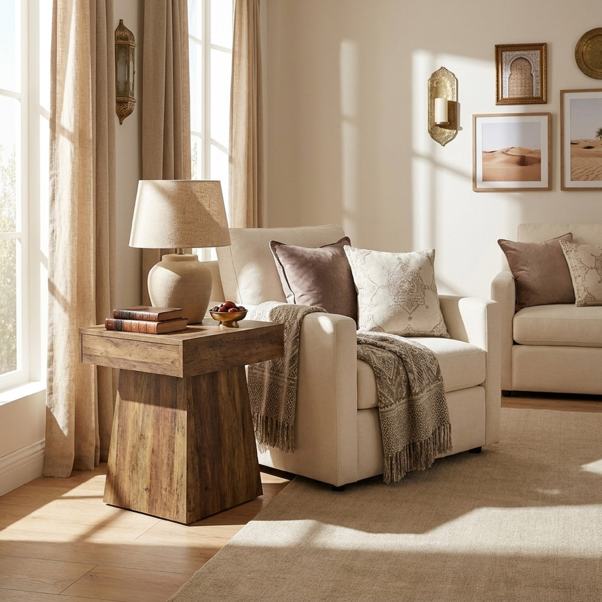 Modern Square Side Table with Broad Base
