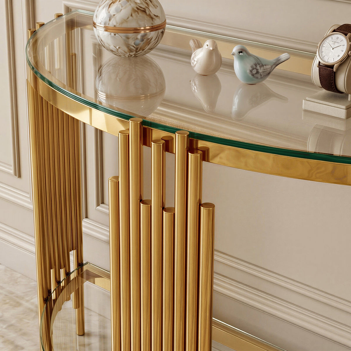 Stainless steel console table