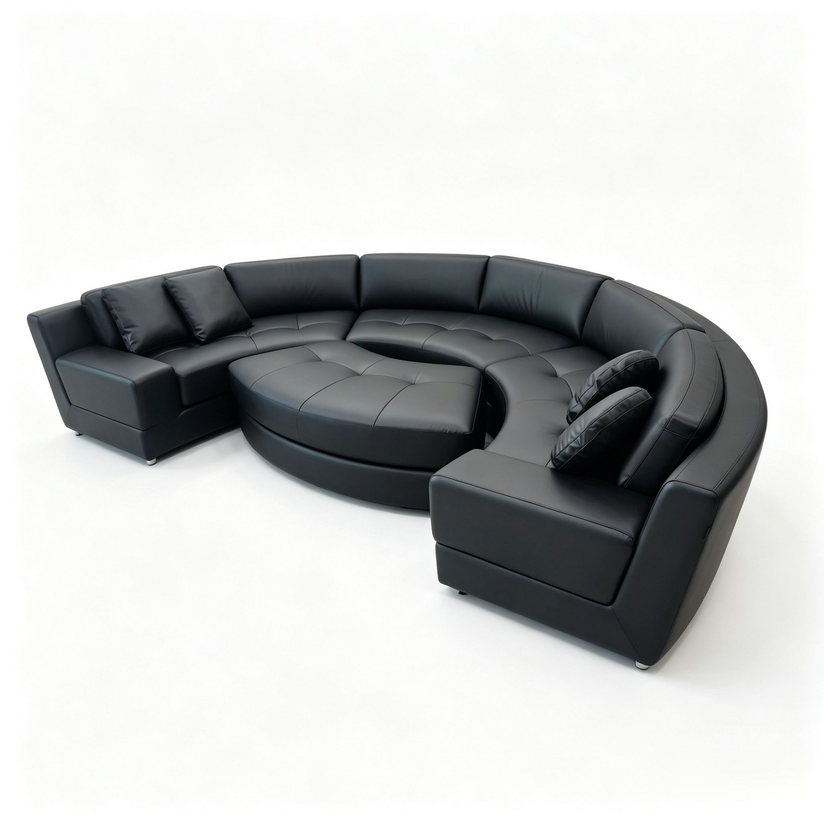 4 Piece S606 Modern Semi Circular Modular Leather Curved Sectional Sofa