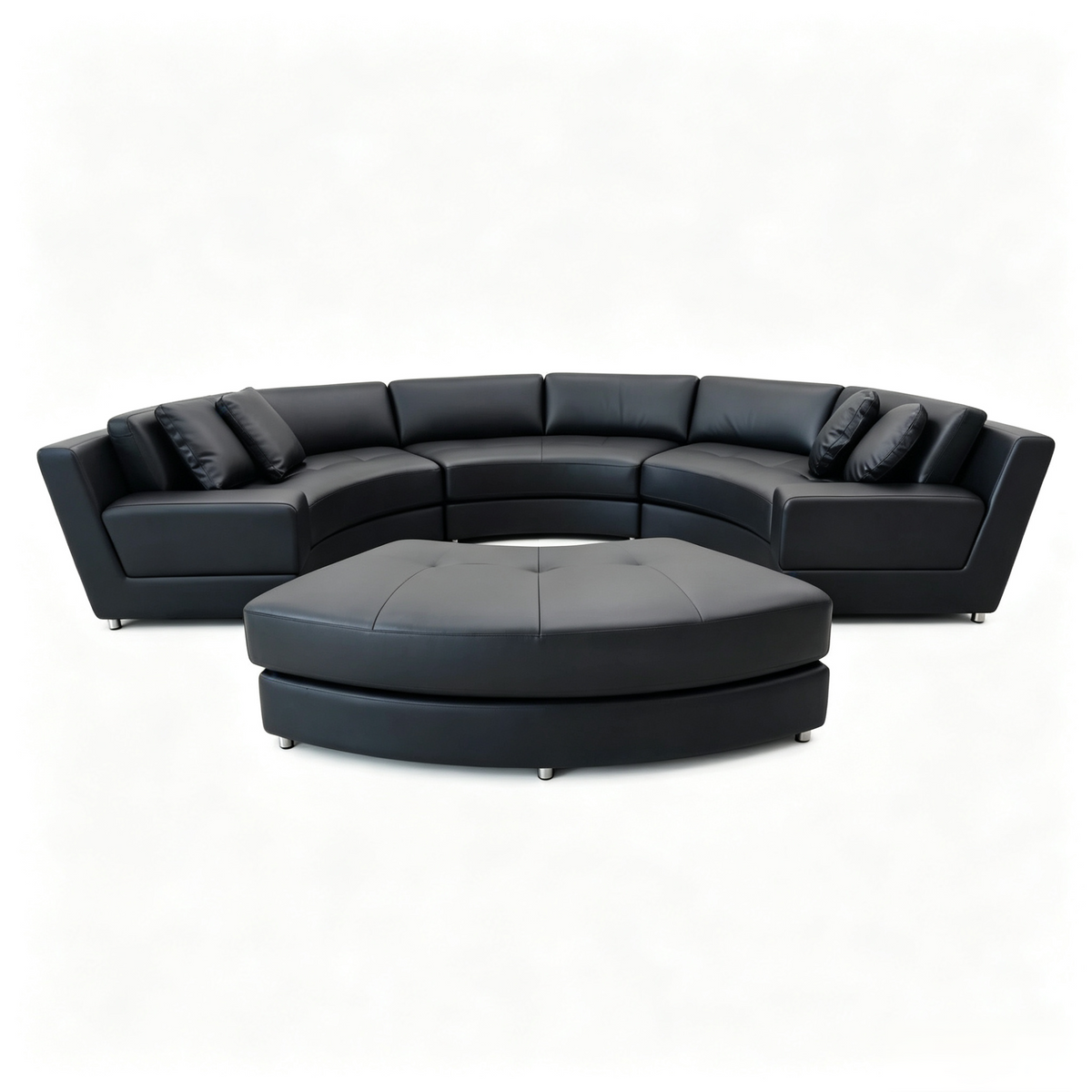 4 Piece S606 Modern Semi Circular Modular Leather Curved Sectional Sofa