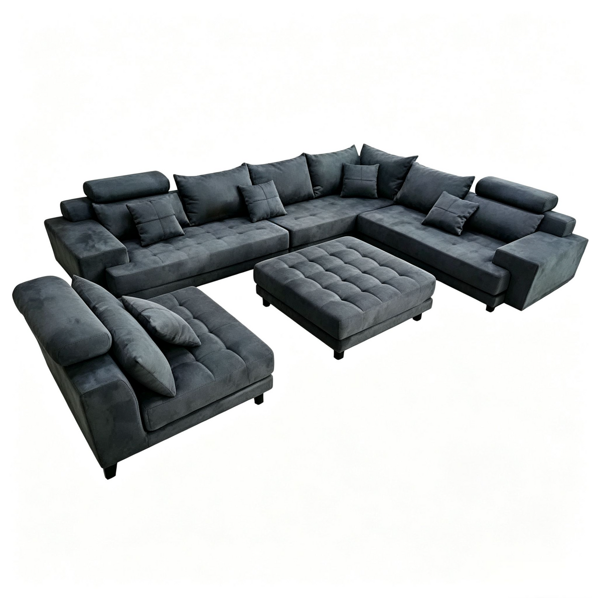 5-Piece S150DDG Modern Microfiber Reversible Sectional Fabric Sofa Set