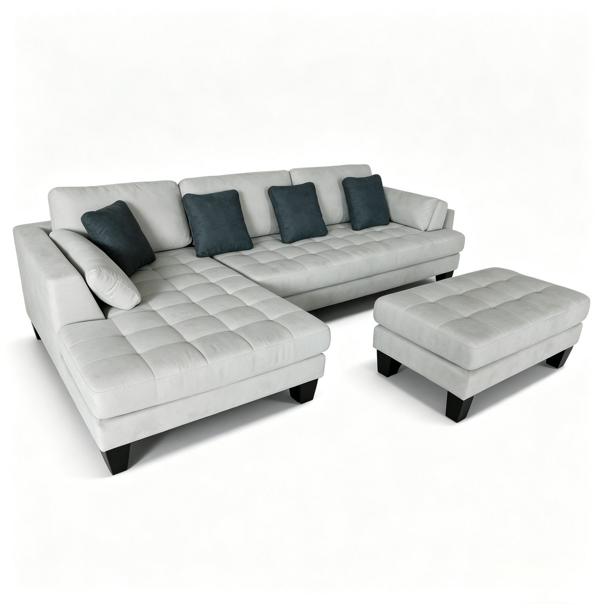 3-Piece Contemporary Microfiber Fabric Sectional Couch Sofa S168L