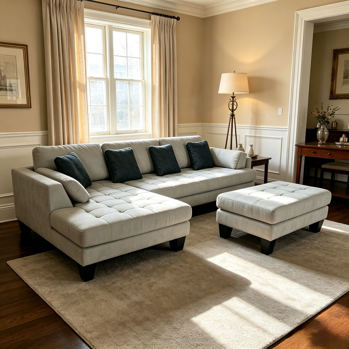3-Piece Contemporary Microfiber Fabric Sectional Couch Sofa S168L