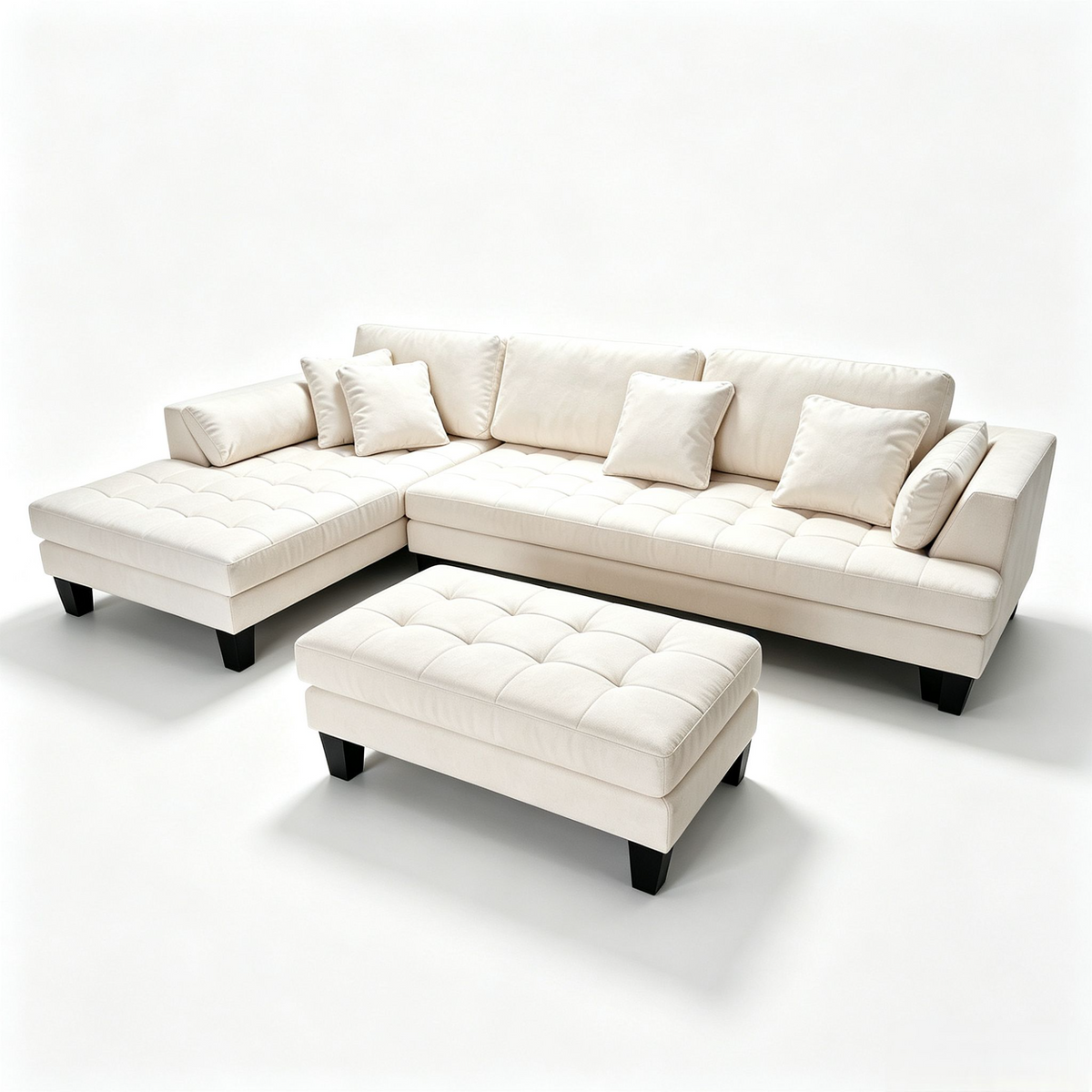 3-Piece Contemporary Microfiber Fabric Sectional Couch Sofa S168L