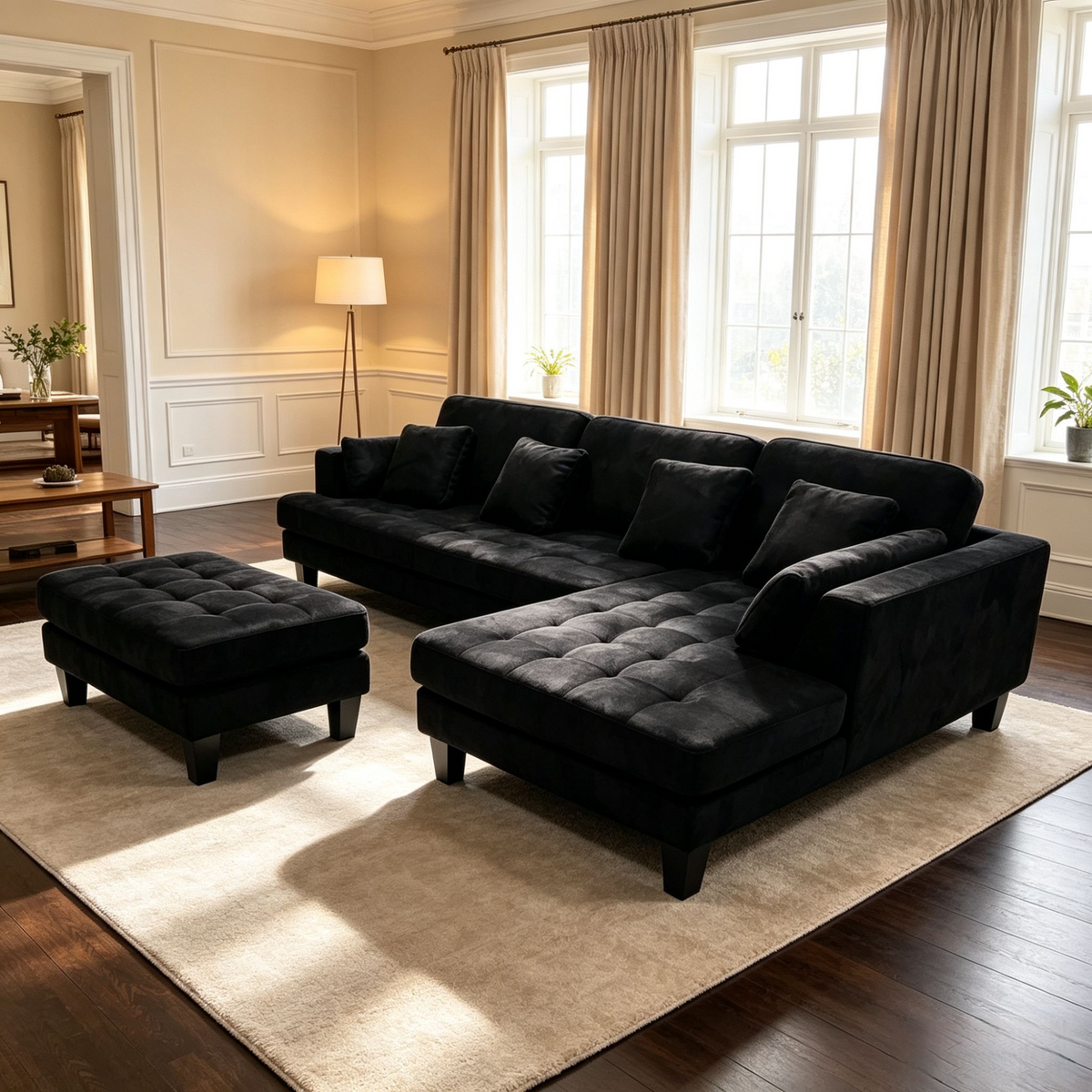 3-piece Contemporary Microfiber Fabric Sectional Couch Sofa S168