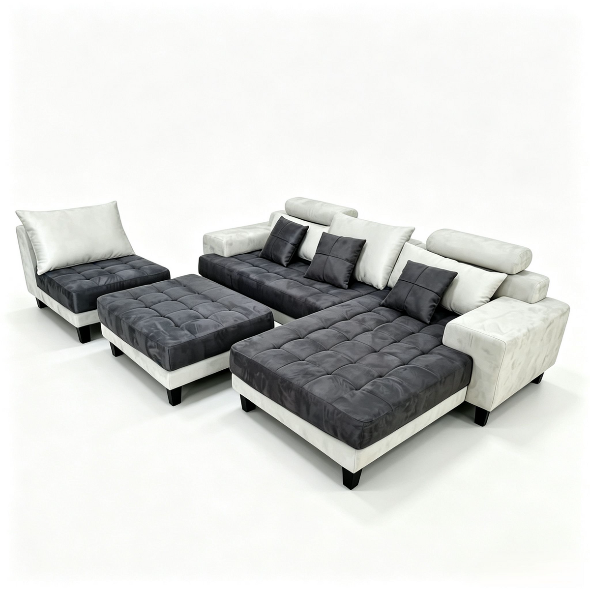 4-piece Modern Microfiber Sectional Chaise Sofa Set S150CR