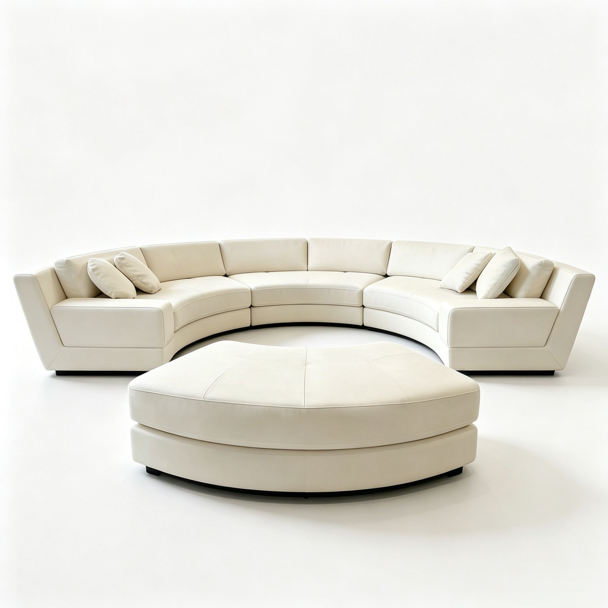 4 Piece S606 Modern Semi Circular Modular Leather Curved Sectional Sofa