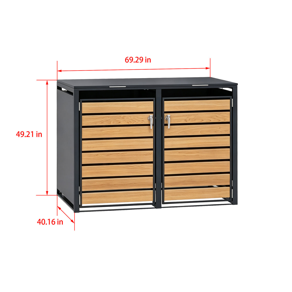 96 Gallon Double-door Steel Trash Can Enclosure - Grey & Wood Grain Options