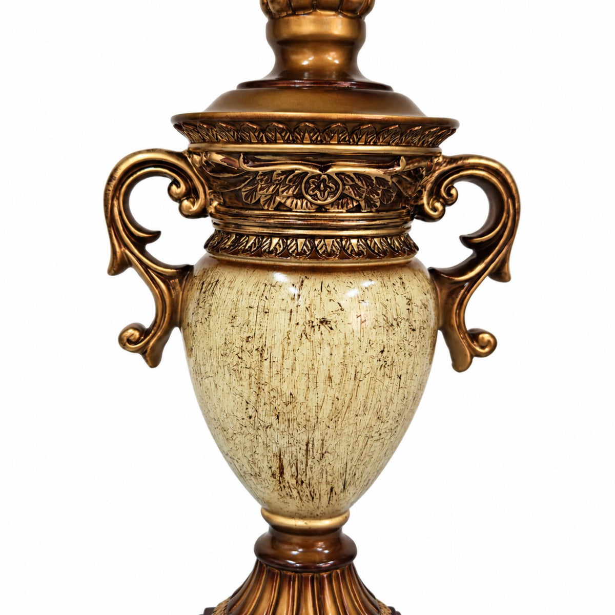 Traditional Floral Table Lamp with Beaded Fringe Shade
