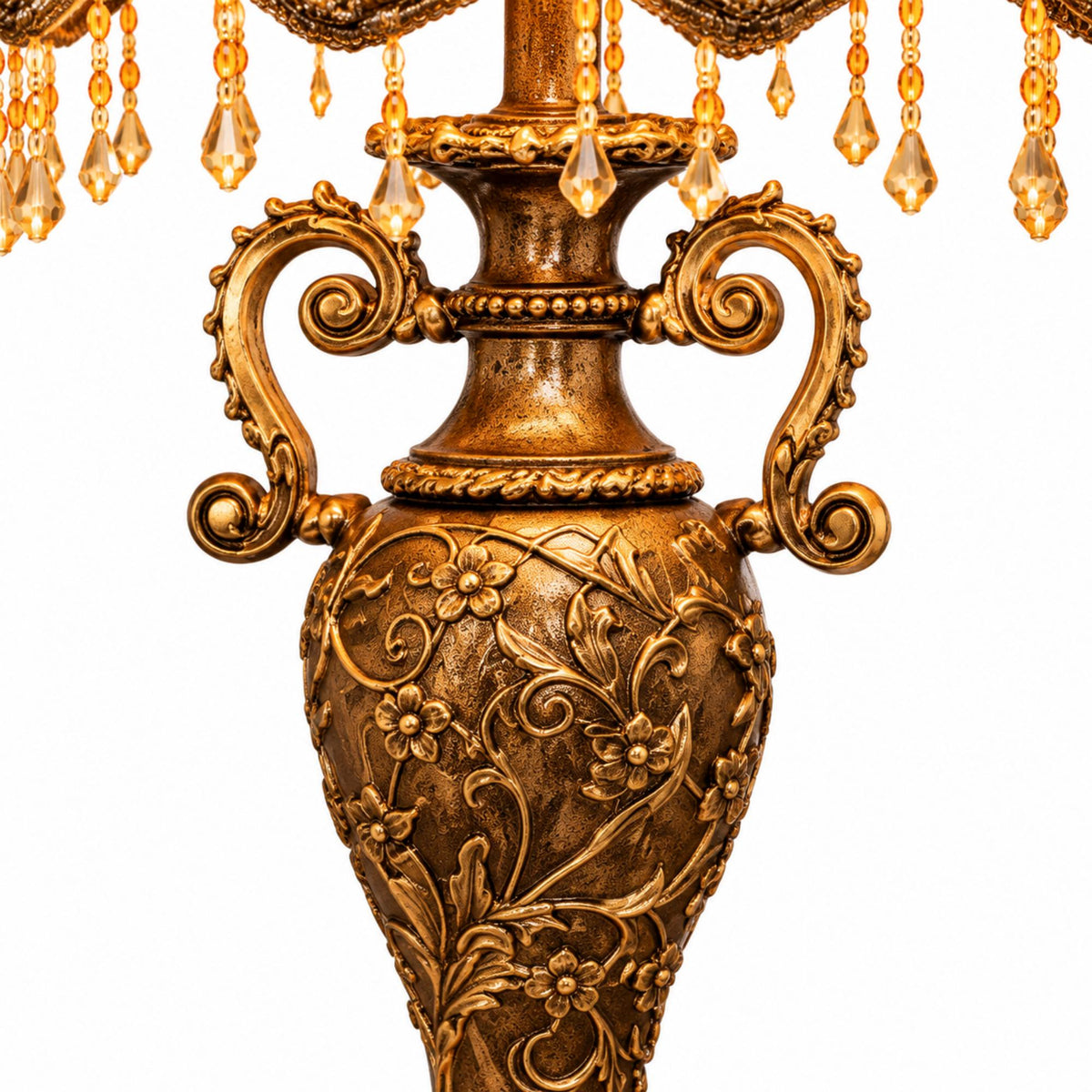 Vintage Victorian Table Lamp with Floral Fabric Shade